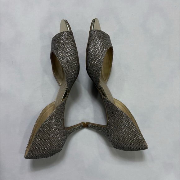 Bandolino Gold Sparkle Kitten Heel Pumps Peep Toe Women's 7.5 M Dress Shoes - Picture 14 of 14